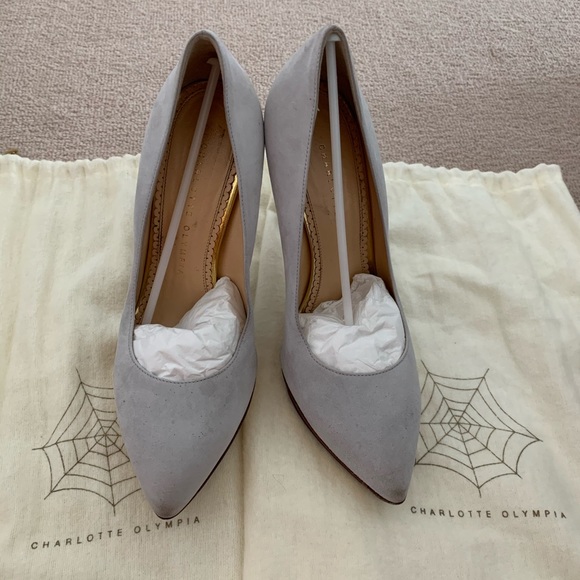 Charlotte Olympia Platform Heels Light Grey Suede - Picture 3 of 4